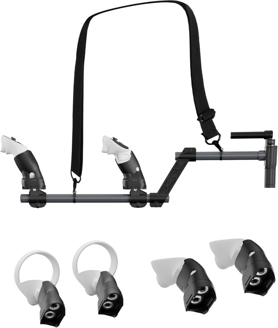 Gun Stock for Meta Quest 3s, Compatible with Quest 2 Quest 3 Controller Grips for Enhance Stability and 2 Pcs Control Magnetic Stock Rifle Adapter Set (Black for Quest3s /3/2)