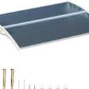 58.5x35 Inch Patio Window Awning Shade, Polycarbonate Door Entrance Canopy Cover Protection for Sunshine & Rain, Gray with White Edge