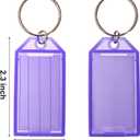 Yarlung 200 Pcs Plastic Key Tags, Key Label Window with Split Ring and Ruled Blank Label Paper, Name Tags Cover Key Chain Identifiers for Luggage, Backpack, 8 Colors, 2.3"L x 1.2"W