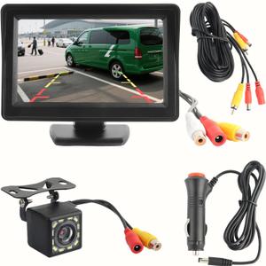 12LED Back Up Camera for Cars, Ultra HD 150 Wide Angle Backup Camera with Monitor & Night Vision for Car Safety Assistance,12V Reverse Cameras Car Accessories for Vehicles & SUVs