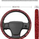YGFLPPV 2 Pcs Seat Belt Covers and 15" Steering Wheel Cover Cute Sets, Damascus Pattern Neoprene Soft Thin Girly Car Accessories, Neck Cushion Protector & Non-Slip and Warm for Hands Red