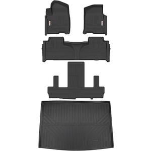 All Weather Floor Mats Accessoires 3 Row Liner Set & Cargo Liner Custom Fit for 7 Seat 2025-2021 Chevy Suburban/GMC Yukon XL/Cadillac Escalade ESV with 2 Row Bucket Seats(Non Short axis)