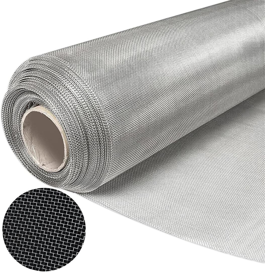 KISKIS 304 Stainless Steel Woven Wire 20 Mesh Air Vent Window Screen,Filter Mesh Roll Metal Screen Fine Mesh, Easy to Cut Sturdy for Door Patio Cover, Cage Garden,120X300CM47X118INCH