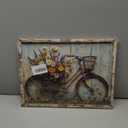 Clicyre Vintage Bicycle Daisy Wall Art, Rustic Floral Wall Decor, Rustic Farmhouse Wildflower Canvas Print for Living Room Bedroom Kitchen Bathroom Wood Framed 12x16 Inch