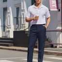 COOFANDY Mens Dress Pants Expandable Waist Wrinkle Free Suit Pants Flat Front Casual Dress Slacks (Blue)