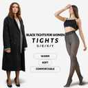 3 x DarkCom Black Fleece Lined High Waisted Winter Warm Thermal Tights for Women (Small-Medium)