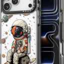 Bouvardia for iPhone 17 Pro Max Case, Cute Design for Women & Girls, Protective & Aesthetic, Gray Bumper - Astronaut
