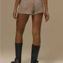 OYOANGLE Women's Gingham Shorts Y2K Elastic Waist Straight Leg Plaid Lounge Shorts with Pocket (Khaki, L)