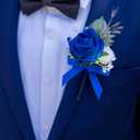 Fnize Corsage and Boutonniere Set for Prom Homecoming Graduation Wedding, Silk Wrist Corsages for Women and Boutonniere for Men with Faux Rose Artificial Peony (Royal Blue)