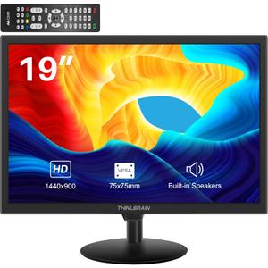 19 inch Computer Monitor 1440x900 PC Monitor with HDMI VGA AV BNC USB Ports, 60Hz, 5Ms, VESA, Display Build-in Speakers for Office Home