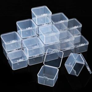 48 Packs Clear Small Plastic Containers Transparent Storage Box with Hinged Lid for Small Items Crafts Jewelry (2 x 2 x 1.4 Inches)