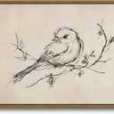 KISSFOX Framed Wall Art Vintage Wall Decor Bird Pictures Rustic Animal Canvas Art Retro Paintings Farmhouse Artwork For Bedroom Living Room Kitchen, 24"L x 16"W