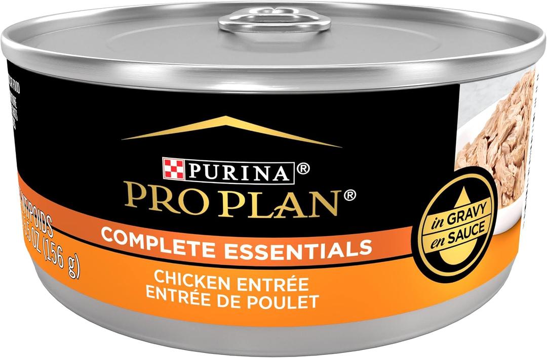 Purina Pro Plan Complete Essentials High Protein Cat Food Gravy, Wet Cat Food Chicken Entree - (Pack of 24) 5.5 oz. Cans, Best By: JUL 2028