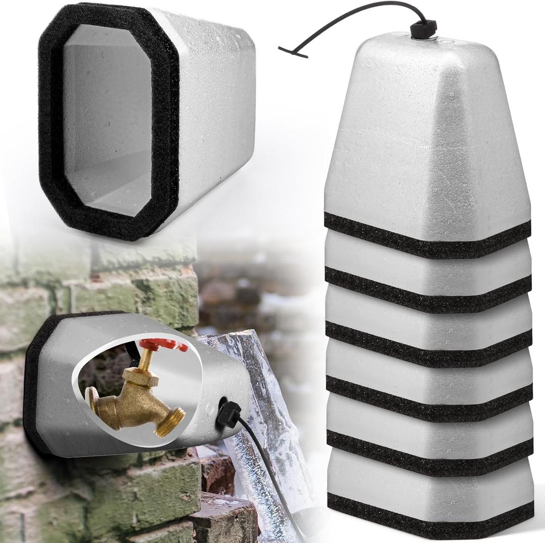 Aurelema 6 Pack Foam Faucet Covers for Winter Outdoor Spigot Covers for Freeze Protection Valve Sprinkler Insulation Easy to Install Cold Weather Protection