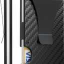 Carbon Fiber Minimalist Wallet for Men Credit Card Holder Money Clip & Cash Strap Slim RFID Mens Wallets(Matt Carbon Fiber)