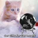 2.3in 3D Cat Glass Ball with Stand Cat Lover Gifts for Home Decor Gift for Women Men