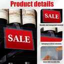 100 Pack Shelf Talker Sign Holder, Clear PVC Shelf Channel Wobbler Sign Holder Reusable Price Tags with Clip for Retail Store Supermarket Display, 3-1/2" by 5-1/2"