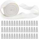 Curtain Pleat Tape - 12 Meters/13 Yards with 45 Stainless Steel 4 Prongs Hooks for DIY Pinch Pleat White