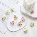 2 x Mini Hair Jaw Clips 10pcs Sparkling Metal Flower Barrettes Non-Slip Metal Sparkly for Teens and Women Cute Hair Accessories (Purple Green)