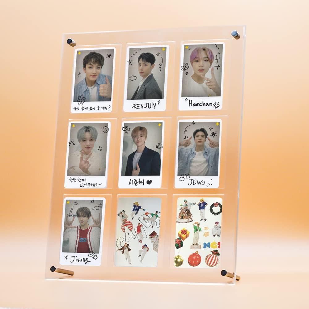 Baskiss Standing Card Holder, Ultra Clear Acrylic Display, 66 x 91 mm Trading Cards Cases Protectors for Kpop Photocard Sports Baseball Basketball Photo Showcase with Screws (9 Cards)