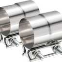 TIROL 2.25 Exhaust Clamp, 2.25 inch Lap Joint Band Stainless Steel Muffler Clamp for Joining to 2.25" ID Exhaust Pipe, Muffler Pipe 2Pcs