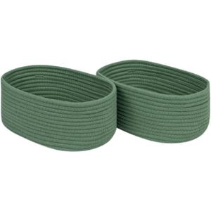 CubesLand Cube Shelf Closet Storage Baskets Bins Set 2,Woven Basket for Organizing/Storage,Long-lasting &Skin-friendly Toy Storage Basket Bin,Stylish Room Decor Basket,Cotton Rope Basket Green