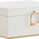 SONGMICS 2-Layer Jewelry Box, Jewelry Organizer with Handle, Removable Jewelry Tray, Jewelry Storage, Floating Effect, 8.1 x 9.4 x 4.3 Inches, Gift Idea, White UJBC165W01