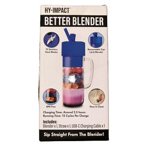 Better Blender Turbo Power USB Rechargeable 16 Oz