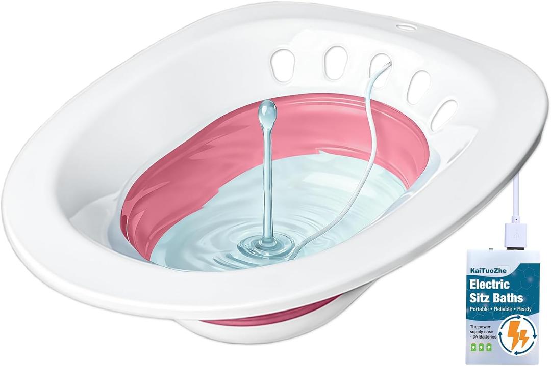 Electric Sitz Bath for Toilet Seat - Yoni Steam Seat -Portable Sitz Bath Tub for Hemorrhoids and Postpartum Care - Wide Seat - Deeper Bowl - Mauve