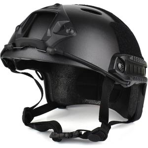 Airsoft Helmet,GWEUZMALL PJ Type Tactical Paintball,Airsoft Adjustable Fast Helmet with Accessories,Military Gear (Black)
