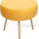 MoNiBloom Vanity Stool with Golden Legs, Yellow Accent Ottoman for Makeup Room, Round Foot Stool, Footrest Chair for Girls' Bedroom, Home Living Room Entryway, 250 lbs Capacity