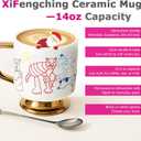 Christmas Mugs Whimsical Animal Ceramic fun Coffee Mug  14oz Childlike Hand-Drawn Cat, Dog & Bear Design  Cute gothic Coffee Cup Gift for Women, Girls, Kids (white)