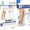 Truform 20-30 Mmhg Compression Stockings for Men & Women, Thigh High Length, Dot Top, Closed Toe, Black, Large (20-30 Mmhg)| Large (1 Pair), Black 