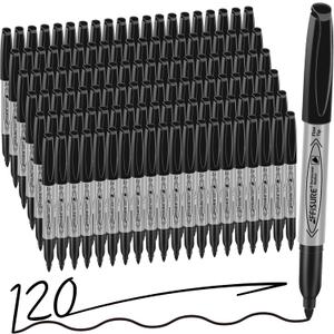 Permanent markers, 120 packs permanent markers bulk, quick drying in one second, waterproof, smooth, not easy to erase, durable, can be marked on glass, tiles and cloth, office supplies,Gray shell