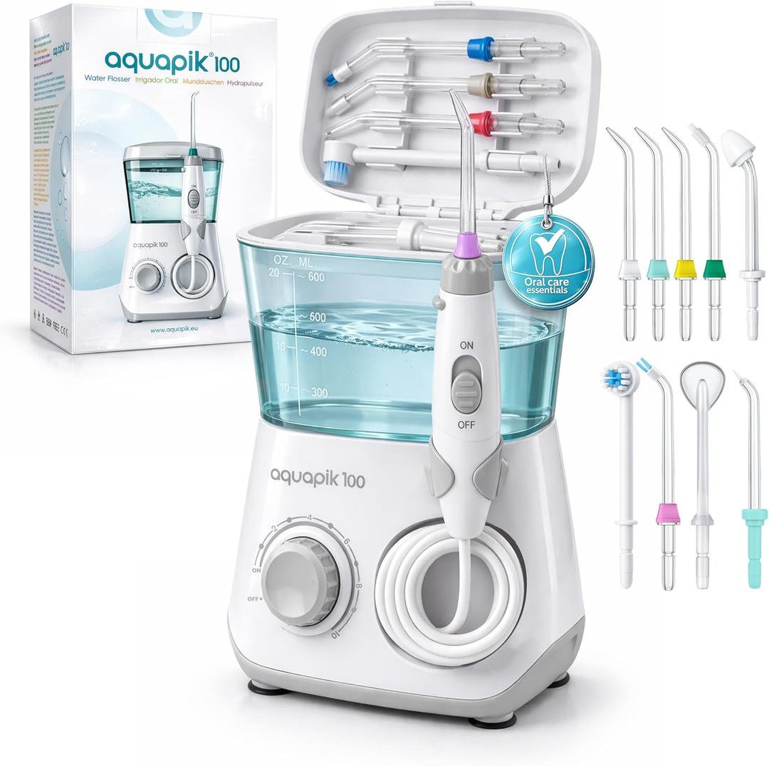 Bostontech Water Flosser Deep Oral Cleaning with Electric Power Oral irrigator with 10 Adjustable Pressure Levels 9 Nozzles Includes Special Nasal tip 600 ml Tank Ideal for Gums Braces Implants