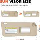 Beige Right Passenger Side Sun Visor Replacement Compatible with 2004 2005 2006 2007 Toyota Highlander Replace 74320-48260-a0