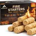 Accecraft 72 PCS Fire Starters Natural Fire Starter Sticks for Fireplace, Fire Pit, Grill & Charcoal, BBQ, Smoker, Pellet Stove, Chimney & Pizza Oven
