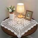 Xthrotsenk 19.6" White Cotton Crochet Lace Doilies for Furniture Square Lace Handmade Doilies Crochet Placemats for Furniture for Floral Table Bedroom Dresser Tea Party Wedding Decor