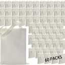 WHEATHUSK 60 Pack Sublimation Tote Bags Blank Canvas Tote Bags Reusable Polyester Grocery Bags for Heat Transfer Vinyl DIY Crafting White, 14x16 Inch