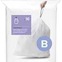 simplehuman Code B Custom Fit Drawstring Trash Bags in Dispenser Packs, 30 Count, 6 Liter / 1.6 Gallon, White, 5 Packs