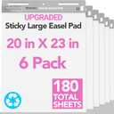 Nortix Sticky Easel Pad, Flip Chart Paper, 20 x23 inch, 30 Sheets/Pad, 6 Pads, Chart Paper for Teachers,Super Adhesive & Bleed-Resistant, Large Self-Stick Easel Paper for Classroom/Office/Home