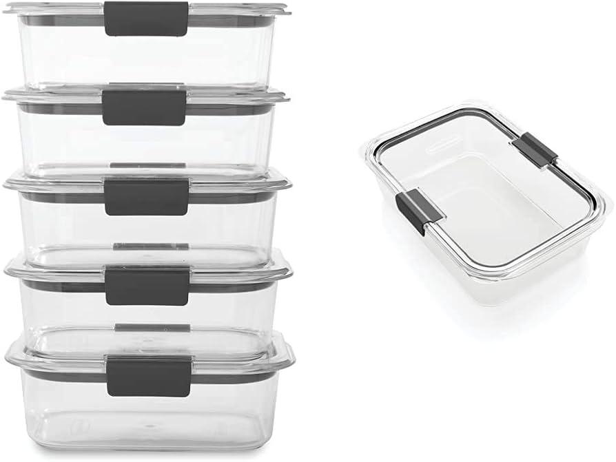 Rubbermaid Brilliance Food Storage Containers, 12 Piece Plastic Containers with Lids, BPA-Free, Leak Proof, Clear