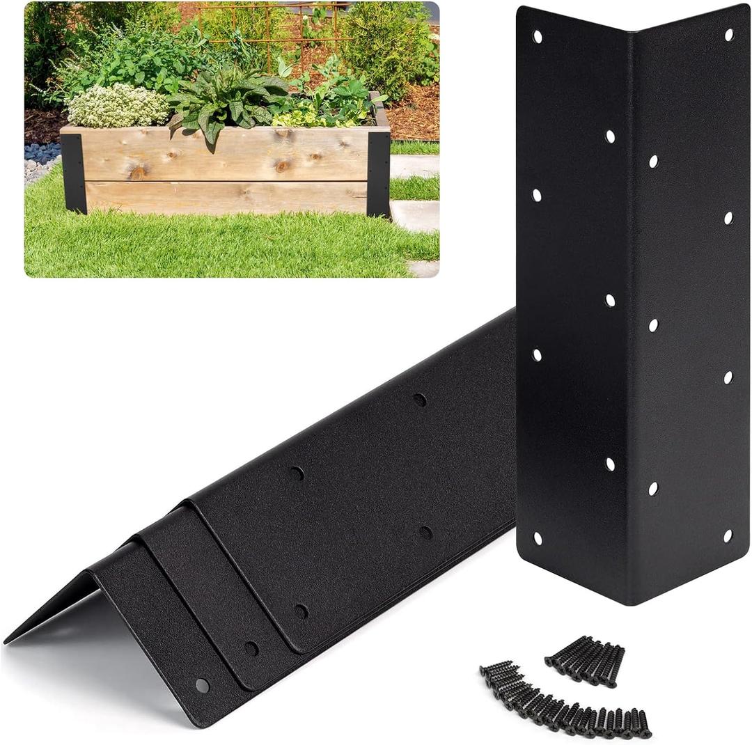 8PCS Metal Raised Garden Bed Corner Brackets, 11"" x 3"" x 3"" Rust-Proof Thickened Raised Bed Corner Brackets for 12"" - 24"" Flower Beds with Screws, Great for Vegetables, Flower Pots and Furniture