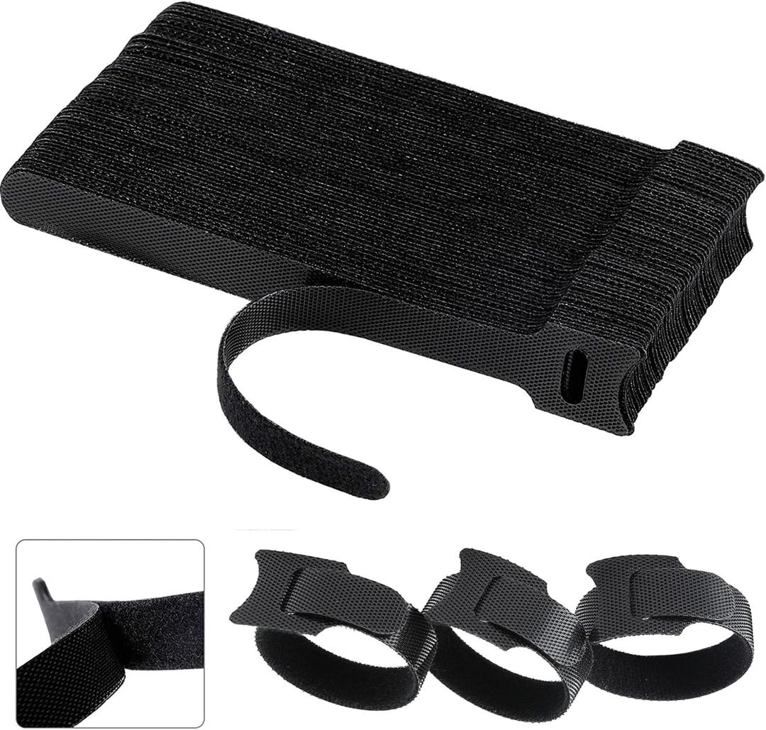 California JOS 60 PCS 6 Inches Reusable Cable Ties, Adjustable Cord Straps, Cable Organizer, Cord Wrap and Hook Loop Cords Management - Black