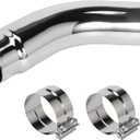 5 Inch Diesel Exhaust Elbow Tip, 5" Inlet to 6" Outlet, 23" Long Chrome Exhaust Pipe Elbow 2pcs 5'' Exhaust Clamps