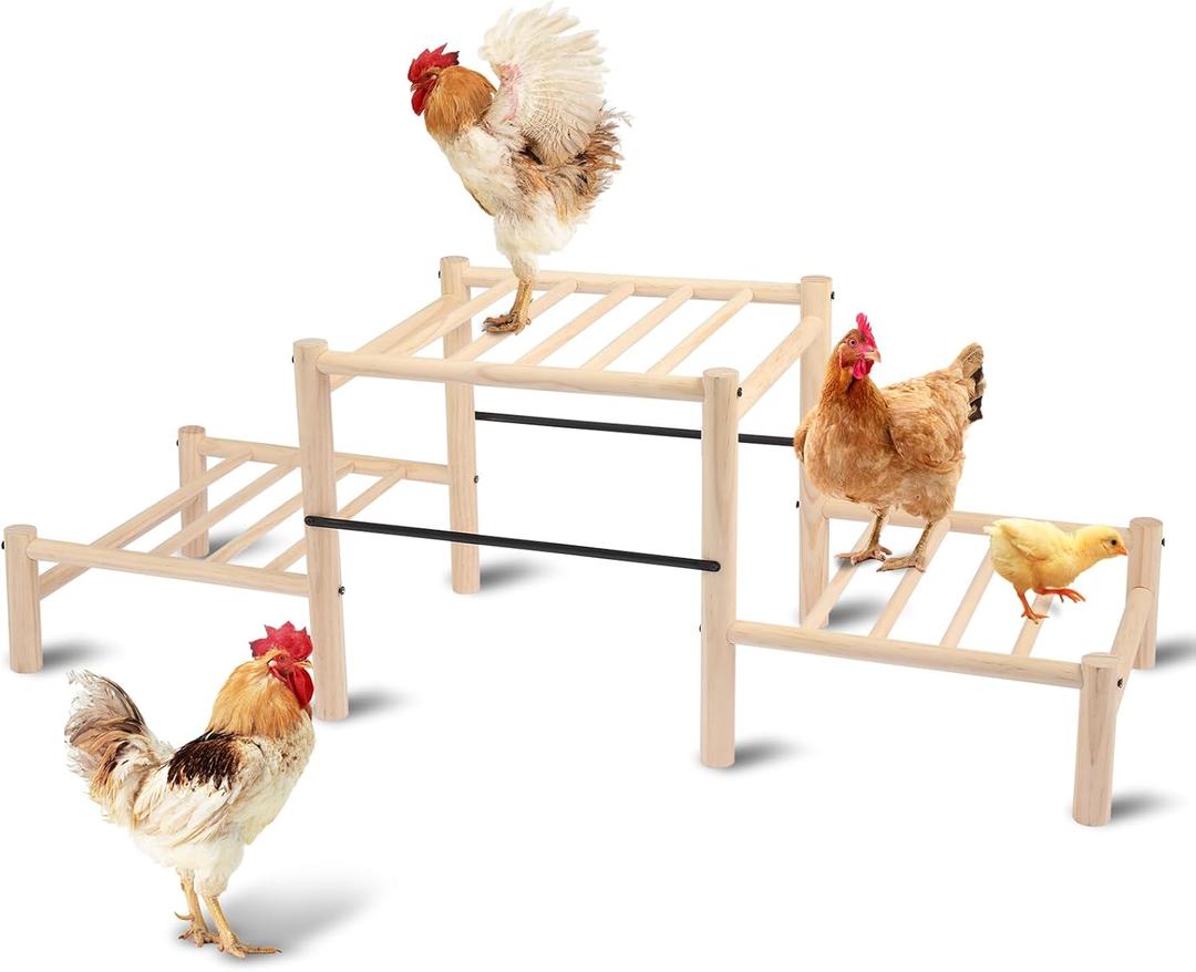 Chicken Perch, Natural Beech Wood Roosting Ladder, Chick Perch for Strong Wooden Roosting Bar for Poultry, Jungle Gym & Toys.