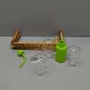 XXXFLOWER Plant Terrarium with Wooden Stand, Air Planter Bulb Glass Vase Metal Swivel Holder Retro Tabletop for Hydroponics Home Garden Office Decoration - 3 Bulb Vase