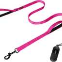 Heavy Duty Dog Leash with Double Handles - 6FT Reflective Anti-Pull Training Lead for Large Dogs, Padded Handle Durable Nylon Leash (Pink) (72 Inch\6FT)