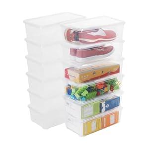 Naivees Clear Shoe Boxes 12 Pcs Plastic Storage Bins with Latching Lid Rectangular Storage Boxes Durable See-Through Lidded Shoe Boxes for Art Supplies and Home (Clear)