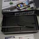 Laveshop Sponge Holder for Kitchen Sink, Rustproof Stainless Steel Sink Caddy with Auto-Drain, Removable Brush Holders, Soap and Dishcloth Organizer, Black